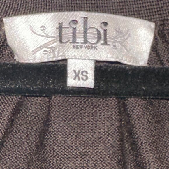 Dark Brown Wide Scoop Neck Sweater | Tibi Fine Knit Long Sleeve Pullover Minimal - Picture 3 of 5